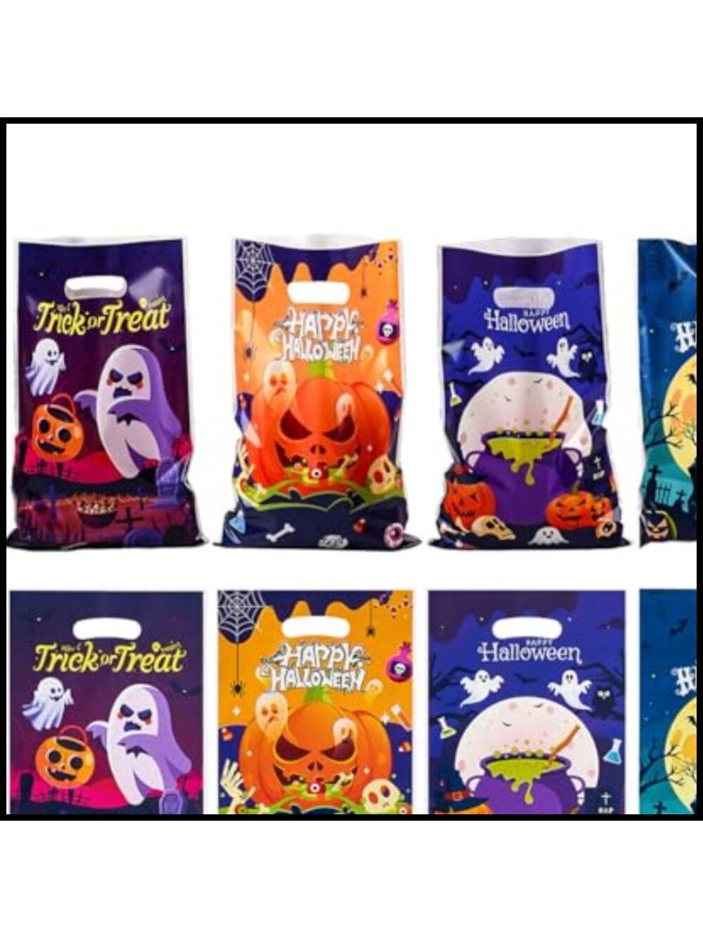 50 PCS Halloween Treat Bags Candy Goodie Gift Bags Party Favors Plastic